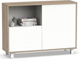 "briebe" Svetainės spintelė šoninė valgomojo bufetas 2 durys 1 lentyna 82,5 H x 112 W x 33 D cm Siauras modernus dizainas Nova White Cambrian Oak