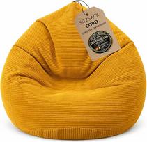"BuBiBag Premium Cord XXL Bean Bag", jau užpildytas ir sertifikuotas "Oeko-Tex", atsparus įbrėžimams, platus žaidimų kėdė, tvirtas pupų maišas vaikams ir suaugusiesiems, lengvai prižiūrimas (120 x 95 cm, garstyčių geltonos spalvos)