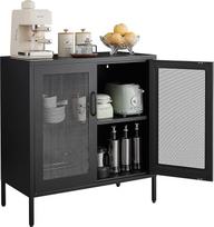 "Buffet" spintelė, modernus pramoninis stilius, bufeto spintelė su reguliuojamomis lentynomis, gyvenamasis kambarys, virtuvė, valgomasis, ūkis, juoda