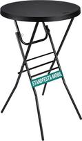 "Byliable" sulankstomas baro stalas, skersmuo 70 cm, apvalus, baro stalas ir bistro stalas, lauko, aukštas sulankstomas stalas baro aukštyje, nešiojamas kokteilių stalas su nuimamomis kojelėmis, skirtas naudoti patalpose ir lauke, juodas