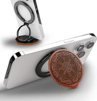 "Carveit" magnetinis medinis mobiliojo telefono žiedas, 360° kampu besisukanti mobiliojo telefono rankena "MagSafe", reguliuojamas pirštų laikiklis, suderinamas su "iPhone 14 Plus/13 Pro Max/12mini", (Rožinis-Vegvissir iki