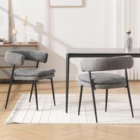 "chairus" 2 šenilinių valgomojo kėdžių rinkinys, modernios minkštos virtuvės kėdės, minkštos virtuvės kėdės, valgomasis kambarys, svetainė (pilka)