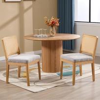 "chairus" 2 valgomojo kėdžių rinkinys, šenilas, virtuvės kėdės su rotango atlošu, retro medžio akcento kėdės, minkštos kėdės valgomajam, virtuvei, svetainei (pilka-2)
