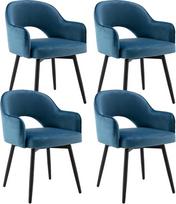 "chairus" 4 aksominių valgomojo kėdžių pakuotė, 360° pasukama, virtuvės kėdė, porankis, minkštos šoninės kėdės namams, biurui, svetainei (mėlyna-4 (aksomas))