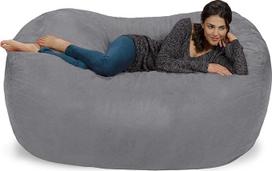"Chill Sack Memory Foam Bean Bag" 6 pėdų ilgio didelis gultas, didelė sofa su minkštu dirbtinio lino dangčiu