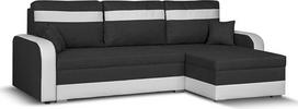 "Condi" kampinė sofa su miego funkcija, lovos dėžė, L formos kampinė sofa, sofa lova, "Bonell Spring Core", tamsiai pilka/balta