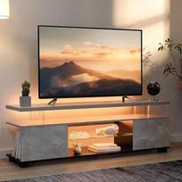 "Cubehom" LED televizoriaus spintelė, 130 cm, moderni televizoriaus spintelė su LED apšvietimu ir laikymo erdve, televizoriaus stovas svetainei, skirtas televizoriams iki 60 colių, pilka spalva