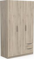 "Demeyere Kronberg" Kronbergo ąžuolinė moderni drabužių spinta 3 durys 2 stalčiai 4 skyriai 119,4 x 51,1 x 203 cm Medžio kompozitas Pilka