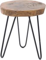 "Design Delights" šoninis staliukas "Tree Slice" | Tamarindo mediena, metalas | Skersmuo 34 cm, aukštis 54 cm