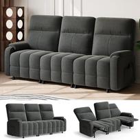 "Devoko" elektrinė 3 vietų sofa su poilsio funkcija, 200 cm pločio sofa su mygtuku, reguliuojama 155° kampu, kino kėdė su atsilenkimo funkcija, televizoriaus kėdė, poilsio kėdė svetainei ir
