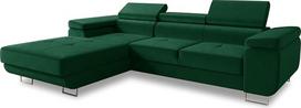"Divo" kampinė sofa su miego funkcija, lovos dėžės ir galvūgalio reguliavimas, minkštas kampas, gyvenamasis kraštovaizdis, sofos komplektas, kušetė, sofa, spyruoklinis branduolys (žalia (Kronos 19), kampinė sofa kairė)