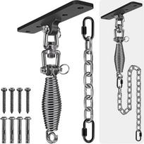 "Dolibest Swing Ceiling Hook", "Punch Bag" lubų laikiklis, 360° pasukamas 4 skylių hamakako tvirtinimo įtaisas, kabantis ant kėdės kabyklos, karabinas, 6 mm spyruoklė ir 100 cm grandinė, smėlio maišo laikiklis medinėms sijoms, iki 159 kg