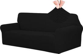"Easy-Going Stretch Jacquard" sofos užvalkalas, 1 dalis, minkštas sofos užvalkalas, sofos užvalkalas su neslystančiomis putomis, skalbiamas baldų apsauginis užvalkalas vaikams, naminiams gyvūnėliams (sofa, juoda)