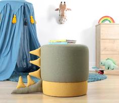 "Emob" modernus žalias pufas, 37 cm skersmuo x 38 cm aukštis, 50 % medvilnės ir 50 % aksomo, paslėptos kojelės padengtos PVC, 6 cm storio ortopedinė kempinė, puikiai tinka vaikams ir pramogoms