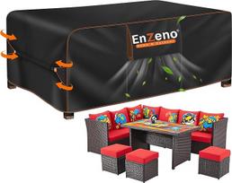 "Enzeno" sodo baldų danga, atspari vandeniui, 220 x 150 x 90 cm, 420D Oksfordo audinys, apsauginė svetainės baldų danga, atspari žiemai, svetainės baldų danga su oro išleidimo anga stalams ir kėdėms