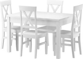"Erst-Holz W-Set 23" medžio masyvo valgomojo komplektas su stalu ir 4 kėdėmis "Pine 90.70-51 A Washed White