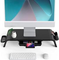 "Fenge G04A1522B" medinis monitoriaus stovas nešiojamojo kompiuterio TV monitoriaus stovui su stalčiumi telefono laikikliu (be montavimo) 52 x 23,5 x 8,9 cm juodas