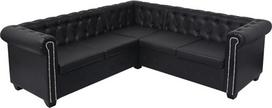 "Festnight Chesterfield" kampinė sofa 5 sėdimų vietų kampinė sofa Svetainės sofa Sofa Lounge sofa Dirbtinės odos paminkštinimas 205 x 205 x 73 cm Juoda