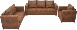 "Festnight Chesterfield" sofos komplektas 3 sėdimų vietų "L" formos vintažinė "Chesterfield" sofa, svetainės sofa, "Chesterfield" sofos, "L" formos vintažinis sofos komplektas dirbtinė zomša