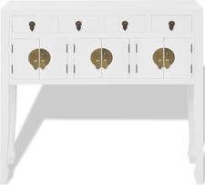 "Festnight" kiniško stiliaus medžio masyvo šoninė spinta Highboard Console Table Side Cabinet su 4 stalčiais ir 3 spintelėmis 95 x 24 x 91 cm balta