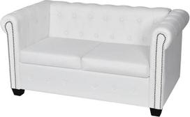"Festnight" sofa 2 sėdimų vietų retro sofa Chesterfield sofa Dirbtinės odos svetainės sofa Lounge sofa Svetainės sofa Miegamojo kambarys Sofos ir sofos Balta