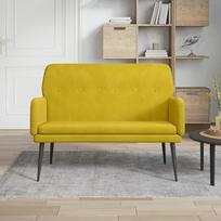 "Festnight" suolas su porankiais Valgomojo suolas Minkštas suolas Valgomojo suolas su atlošu Virtuvės suolas Virtuvės sofa Velvet Yellow 108 x 79 x 79 cm