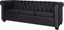 "Festnight" sofa 3 sėdimų vietų retro sofa Chesterfield sofa Dirbtinės odos svetainės sofa Lounge sofa Svetainės sofa Miegamojo kambarys Sofos ir sofos Juoda