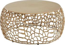 "FineBuy" 66 cm apvalus kavos staliukas, pagamintas iš aliuminio ir auksinio metalo, dizaino svetainės staliukas su organine AST struktūra, modernus sofos staliukas, šoninis svetainės staliukas