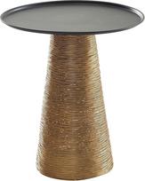 "FineBuy" apvalus šoninis stalas 40 cm metalinis auksinis rytietiško dizaino svetainės stalas, pagamintas iš aliuminio Mažas aliuminio kavos staliukas Sofos staliukas Dekoratyvinis stalas