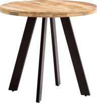 "FineBuy" apvalus valgomojo stalas, skersmuo 80 cm Mango medžio masyvo - modernus virtuvės stalas su metalinėmis kojomis, dizaino medinis stalas 3 žmonėms, nedidelis valgomojo stalas pramoninio stiliaus bistro stalas