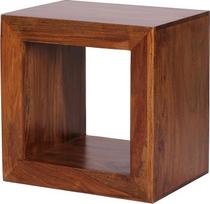 "FineBuy" kubo lentynos iš medžio masyvo Šešamo medienos knygų lentynos stovas 44 x 44 cm