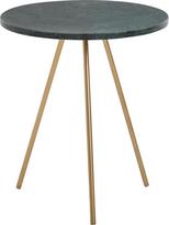 "FineBuy" šoninis stalas Tikras marmurinis žalias 38 x 38 x 44 cm metalinis auksas Mažas trikojis sofos stalas Apvalus gyvenamojo kambario stalas Sofa Modernus kavos staliukas Aukštas