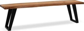 "FineBuy" valgomojo suolas, 140 cm, akacijos medžio masyvas / metalas, modernus valgomojo stalo suolas, medžio masyvo suolas be atlošo, virtuvės suolas valgomojo suolas su U formos kojomis, valgomojo suolas rudos spalvos
