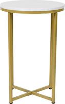 "Flash Furniture Hampstead" kolekcijos šoninis staliukas - modernus staliukas su balto marmuro apdaila - "Crisscross Matt Gold" rėmas