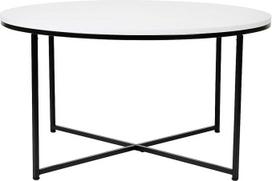 "Flash Furniture" svetainės sofos staliukas, medžio kompozitas, baltas/matinis juodas