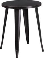 "Flash Furniture" 61 cm apvalus metalinis vidaus/ lauko stalas, metalinis, juodas/antikinio aukso spalvos, 71,12 x 63,5 x 12,7 cm