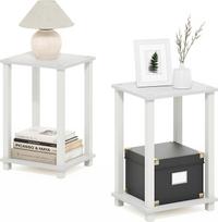 "Furinno Simplistic" mažas šoninis staliukas, 2 vnt., baltas/baltas