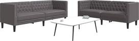 "Gecheer" 2 dalių "Chesterfield" sofos komplektas Pilka dirbtinės odos gyvenamojo kambario minkštasuolis Sofa Sofa Butas Biuras Svečių kambarys Miegamasis 3209277