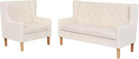 "Gecheer" 2 dalių sofos komplektas Audinys Kreminė balta minkšta sofa Sėdimųjų vietų komplektai Sofa gyvenamajam kambariui Butas Biuras Svečių kambarys 274928