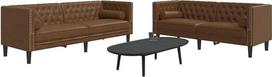 "Gecheer" 2 dalių "Chesterfield" sofos komplektas rudos spalvos dirbtinės odos zomšinės išvaizdos šiuolaikinė sofa minkštasuolis svetainei, miegamajam, žaidimų kambariui 3209300