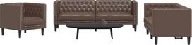 "Gecheer" 3 dalių Chesterfieldo sofos komplektas Rudos spalvos dirbtinės odos svetainės minkštasuolis Sofa sofa Butas Biuras Svečių kambarys Miegamasis 3209269