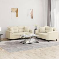 "Gecheer" 2 dalių sofos komplektas Fotelis Sofa sofa Svetainės sofos sofos komplektas Dizainerių sofos sėdimieji baldai Minkšti baldai su pagalvėlėmis Kreminė dirbtinė oda