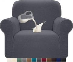 "Granbest Stretch" vandeniui atsparus 1 dalies sofos užvalkalas, "Spandex Jacquard" elastingas sofos užvalkalas su neslystančiomis putomis (1 sėdima vieta, pilka)