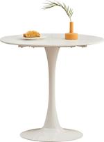 "GrandCA HOME" 80 cm baltas modernus apvalus valgomojo stalas, apvalus 80 cm, apvalus valgomojo stalas, tinka 2-4 žmonėms, tinka virtuvei, svetainei, valgomajam, baltas