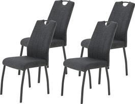 "Hela Tische", "Elif" valgomojo kėdės, virtuvės kėdės, audinys, antracitas, metalinis rėmas, 4 kojelės, pilka, atlošas su rankena, 140 kg keliamoji galia