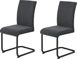 "Hela Tische", "Linn", 2 valgomojo kėdžių komplektas, austas audinys + mikropluoštas, antracitas, kvadratinis rėmas, juoda, 140 kg keliamoji galia