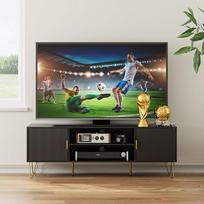 "HEYZOEY" TV spintelė, žemoji lenta iki 65 colių televizoriams, 2 durų TV lenta su spintelėmis svetainei (juoda, 137 x 38 x 48 cm)