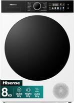 "Hisense DH3I802BWCD" džiovyklė, 8 kg, kondensacinė su šilumos siurbliu, 3i, 18 programų, "ConnectLife", drėgmės jutiklis, apsauga nuo glamžymo, "TwinAir", C energijos vartojimo efektyvumo klasė, balta