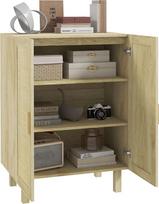 "HOMCOM Highboard" Bohemiško dizaino sandėliavimo baldai Dvigubos durys su 3 lentynomis iš nendrių tinklo - 73 x 41 x 102 cm