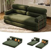"Homary" sofa lova su miego funkcija, sulankstoma, su aksomo užvalkalu, sofa lova, sulankstoma lova, 3 vietų didelė sofa, 206 cm, moderni balta sofa su kaklo pagalvėle, sofos ir sofos svetainei, svečių kambariui (alyvuogių spalvos)